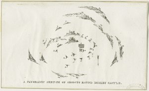 Dudley - Dudley Kalesi bölgesinin panoraması: litografi, nd [c 1825] (baskı) by Luke Booker