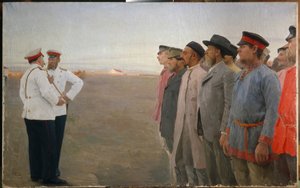 İşe Alım - Resim Lukian Vasilyevich Popov (1873-1914), tuval üzerine yağlı boya by Lukjan Vasilievich Popov