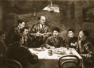 Bolşevik Partisi Merkez Komitesi Toplantısı, 23 Ekim 1917 (litho) by Lupov (attr. to)