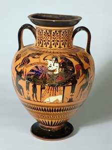 Dionysos ve Ariadne Ziyafetlerini betimleyen siyah figürlü amfora, Yunanca, MÖ 530-520 (kil) by Lysippos