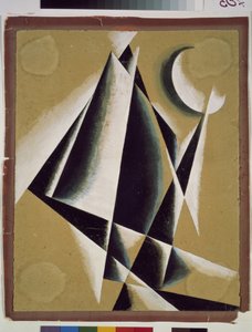 İnşaat. Oeuvre de Love (Lioubov) Sergeevna Popova (1889-1924), guache sur karton by Lyubov Sergeevna Popova