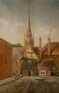 St. Michael's Spire, Coventry, 1900 dolayları (tuval üzerine yağlıboya) by M. E. Colledge