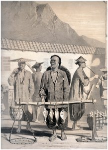 Balıkçılar, Victoria Caddesi, Hong Kong, Çin, c1860.