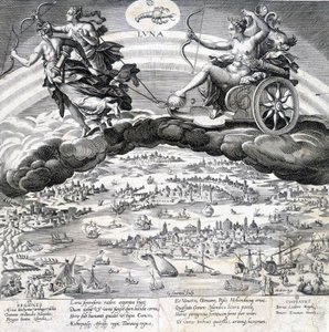 Luna: etkisi altındaki Ay (Diana) ve Akrep alegorisi (Zodyak işareti) - Maaerten de Vos (Martin de Vos, Marten de Vos) (1532-1603), n.d.