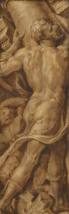 Samson Tapınağın Sütunlarını Parçalıyor by Maarten van Heemskerck (signed by artist)