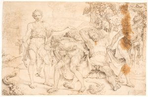 Nuh, Kam tarafından alay edilir. by Maarten van Heemskerck