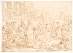 Petrus ve diğer havariler hastaları iyileştiriyor by Maarten van Heemskerck