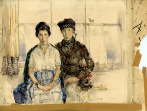 Ben ve Gerçek Aşkım, 1930 dolayları (kağıt üzerine kurşun kalem ve sulu boya)