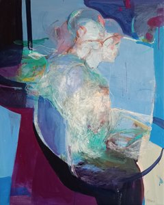 In Stillness We Unfold: Becoming, 2025 (tuval üzerine akrilik ve pastel) by Madgalena Morey