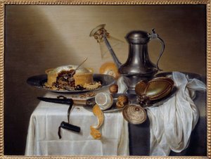 Limon ve Kalaylı Sürahi ile Pate Pate ile Natürmort. Maerten Boelema de Stomme (1611-1664) tarafından yapılan tablo 17. yüzyıl Güneşi. 0,6x0,79 m Nantes, Güzel Sanatlar Müzesi