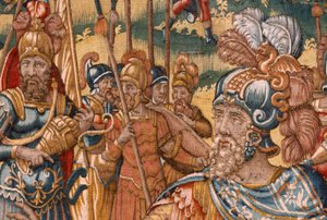 Piskoposluk müzesi (Museo Diocesano). Flaman halısı. Brüksel. Atölye François Geubels. Gideon Serisi Öyküsü. İsrailliler ganimetten paylarını Gideon