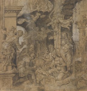 Çobanların Tapınması, verso: Sketches, yak. 1532-37. by Maerten van Heemskerck