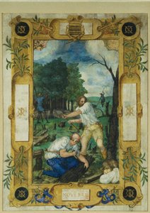Kasım ayı için takvim sayfası, ağaçların kesilmesi, bir saat kitabından, c.1550-60 by Maitre des Heures de Claude Gouffier