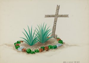 Ahşap Haçlı Çocuk Mezarı - Şişe Süslemeleri, c. 1937.