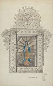 Guadalupe Bulto İçeren Teneke Nicho, 1936 dolayları. by Majel G. Claflin