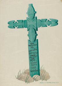 Ahşap Haç, Oyma, Mezar Taşı Olarak Kullanılmış, c. 1937.