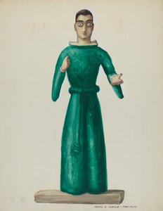 Parlak Yeşil Elbiseli Ahşap Santo, 19351942.