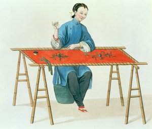 Nakış İşleme Eden Kadın, 'Çin Kostümü'nden 41 numaralı levha, J. Dadley tarafından oyulmuş, 1800