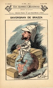 Günümüzün Adamları, sayı 289, çizimi Manuel Luque (1854-1919): Sömürgecilik Sömürgecilik Koloniler - Kaşif, Pierre Savorgnan de Brazza (1852-1905) - Dünya by Manuel Luque