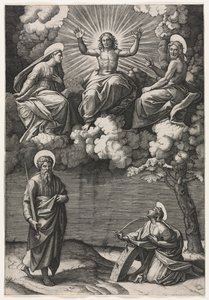 Aziz Paul ve Catherine ile Mesih, Bakire ve Vaftizci Yahya by Marcantonio Raimondi