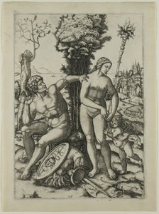 Mars, Venüs ve Aşk Tanrısı by Marcantonio Raimondi