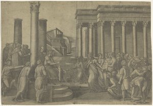Süleyman ve Saba Kraliçesi by Marcantonio Raimondi