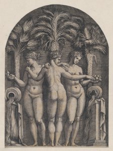 Roma Görkeminin Aynası: Üç Güzeller, yak. 1500-1534., ca. 1500-1534. by Marcantonio Raimondi