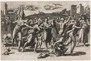 Köknar Ağacı Olmadan Masumların Katliamı, c. 1513-1515. by Marcantonio Raimondi
