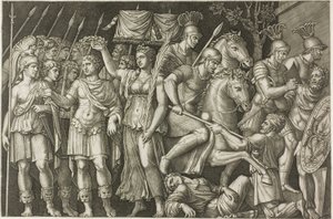 Trajan Zaferle Taçlandırıldı by Marcantonio Raimondi
