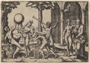 İki Trompetli Adam by Marcantonio Raimondi after Baccio Bandinelli