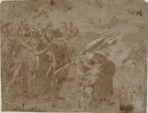 Aziz Petrus'un Malchus'un kulağını kesmesiyle İsa'nın tutuklanması by Marcantonio del Forno