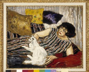 Suzanne Valadon (1865-1938) ve kedisi. Resim Marcel Leprin (1891-1933), Zorunlu söz: Provence vakfına saygılar koleksiyonu, Marsilya (cm 45x54)
