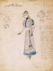 Margherita, Multzer tarafından yaratılan, Charles Gounod tarafından Faust için kostüm taslağı
