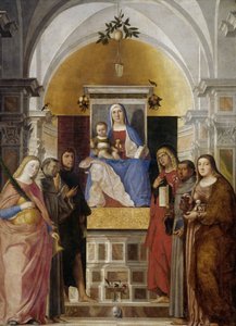 Aziz Catherine, Assisi Francis, Vaftizci Yahya, Evangelist Yahya, Padua Antony ve Mary Magdalene ile Madonna ve Çocuk