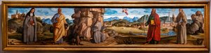 St. Francis, St. Clare ve Peter, Breganze'nin kutsanmış Bartolomeo'su ve St. Paul ve Bernardino arasında stigmata alıyor