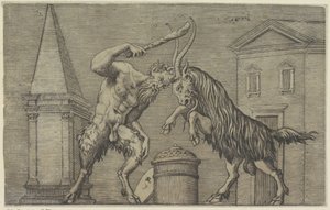 Savaşta Satyr ve koç Antik kabartmalar (dizi başlığı) by Marco Dente