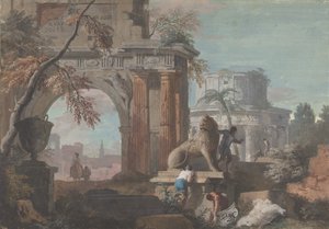 Roma Harabeleri ile Capriccio, yaklaşık. 1700-1730. by Marco Ricci