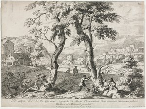 Figürlerin Ön Planda Olduğu Köy Görünümü by Marco Ricci