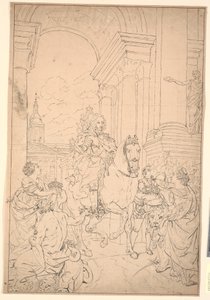 Resmin taslağı: Danimarka ve Norveç Chr. VI (Christiansborg 1794 ile yakıldı)