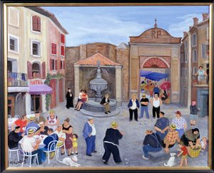 Provence#39;ta Köy (tuval üzerine yağlıboya) by Margaret Loxton
