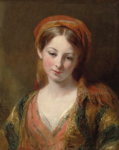 Henrietta Carpenter olduğu düşünülen genç bir kızın portresi, göğüs uzunluğu, oryantal elbise, 1839