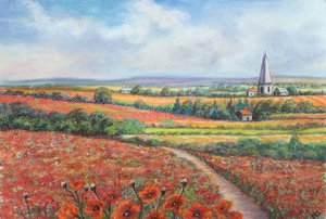 Cotswold haşhaş tarlası, 2022 (pastel) by Margo Starkey