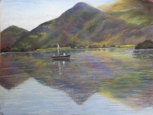 Yalnız balıkçı, 2020 (pastel) by Margo Starkey