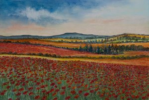 Haşhaş tarlaları.. Flandre, 2020 (pastel) by Margo Starkey