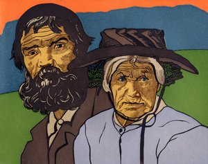 Valais'den (İsviçre) bir çift yaşlı köylü by Marguerite Burnat Provins