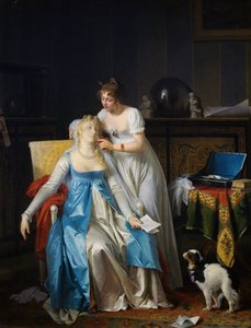 Bad news, painting by Marguerite Gerard (1761-1837), oil on canvas, 63.5x50.5 cm, France