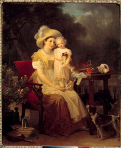 oturan kadın bir kızı dizlerinin üzerinde tutarak Resim Marguerite Gerard (1761-1837) 1799 Sun. 0,64x0,53m. Dijon, Güzel Sanatlar Müzesi.