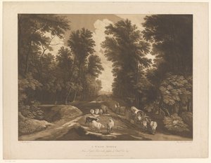 Bir yol ve gezginler ile ormanlık manzara Bir Ahşap Sahne (nesne üzerindeki başlık) by Maria Catharina Prestel