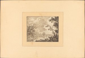 Nehir ve kasaba ile manzara by Maria Catharina Prestel after Jan van Huysum