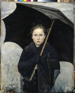 Şemsiye - Başkirtseva, Maria Konstantinovna (1860-1884) - 1883 - Tuval üzerine yağlı boya - 93x74 - Devlet Rus Müzesi, St. Petersburg by Maria Konstantinova Bashkirtseva